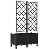  Vrtni saksija s rešetkom i kotačima 2 kom. Crna PP - Crna 80 x 40 x 143 cm s kotačima | shoptok.hr