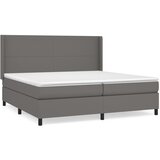 Krevet s oprugama i madracem sivi 200x200 cm od umjetne kože | shoptok.hr