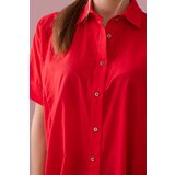 Kesi Cotton shirt with short sleeves, red | shoptok.hr