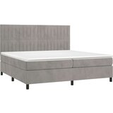  Box spring postelja z vzmetnico LED svetlo siva 200x200cm žamet, (20761261) | Shoptok.si
