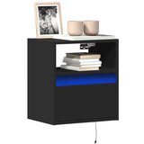 vidaXL Stenske TV omarice z LED lučkami 2 kosa črna 41x31x45 cm | Shoptok.si