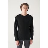 Avva Men's Black Crew Neck Wool Blended Standard Fit Normal Cut Knitwear Sweater Cene