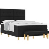 vidaXL Box Spring postelja z vzmetnico in klopjo Črna 140x200 cm Tkanina, (22080915) | Shoptok.si