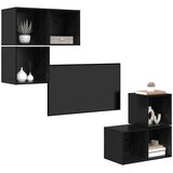  Set TV komoda 4 kom. Crni hrast Konstruirano drvo Crna 37 x 37 x 72 cm | Shoptok.si