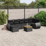 Maison Chic Seti vrtnega pohištva - Vrtna garnitura - Vrtni pohištvo set 8-delna z blazinami črn poli ratan, (21800353) | Shoptok.si
