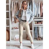 DStreet Spodnie damskie slim fit z paskiem TAIRONIK jasnobeżowe | shoptok.hr