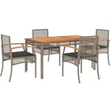  5-dijelni vrtni blagovaonski set sivi od poliratana Siva 140 cm table length | shoptok.hr