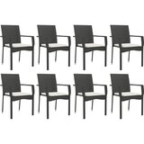  9-dijelni vrtni blagovaonski set s jastucima crni od poliratana Crna Dužina stola 190 cm | shoptok.hr