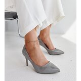 Gemre Soissons grey metallic stilettos with leather insole | Shoptok.si