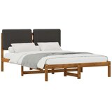  Krevetni okvir s tapiciranim uzglavljem Prirodna i tamnosiva - Prirodna i tamnosiva 135 x 190 cm | shoptok.hr