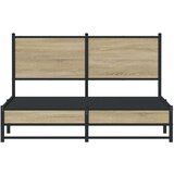 vidaXL Kovinski posteljni okvir z vzglavjem sonoma hrast 137x190 cm, (21322034) | Shoptok.si
