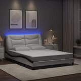 Furnova Posteljni okvir z LED lučkami belo črn 140x200 cm umetno usnje, (21938966) Cene
