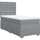 vidaXL Box spring postelja z vzmetnico svetlo siv 100x200 cm blago | Shoptok.si