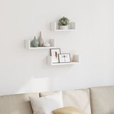 Maison Chic 3 kosi Stenske Police - Viseče police bela inženirski les, (21793485) | Shoptok.si