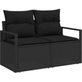 vidaXL 6-delni vrtni set zof s blazinami črn poli ratan | Shoptok.si