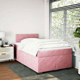 vidaXL Box spring postelja z vzmetnico roza 120x190 cm žamet, (21306773) | Shoptok.si