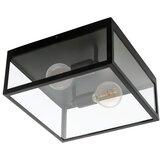 Eglo Charterhouse plafonjera 2xE27, 36x36 cm, crna/prozirno staklo, 49392 | shoptok.hr