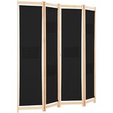 Sobna pregrada s 4 panela od tkanine 160 x 170 x 4 cm crna | Eponuda.ba