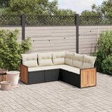 Maison Chic Seti vrtnega pohištva - Vrtna garnitura - Vrtni pohištvo set 5-delna z blazinami črn poli ratan, (21818407) | Shoptok.si