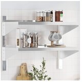 vidaXL Zidna polica s 2 razine 75x40x60 cm srebrna nehrđajući čelik | shoptok.hr