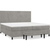  Box spring postelja z vzmetnico svetlo siva 200x200 cm žamet, (21089230) | Shoptok.si