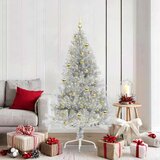 vidaXL Umjetna preddekorirana božićna jelka srebrna 180 cm PET | Shoptok.si