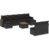  The Living Store Vrtna sedežna garnitura 10-delna z blazinami črn poli ratan - Vrtna Sedežna Garniture, (21443142) | Shoptok.si