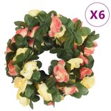vidaXL Božićni cvjetni vijenci 6 kom proljetni suton crveni 250 cm | shoptok.hr