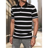DStreet Koszulka męska polo w paski czarna | Shoptok.si