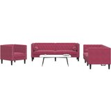 3-dijelni set sofa Chesterfield crvena boja vina baršunasti | shoptok.hr