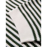 Ombre Men's knitted buttonless polo shirt with navy stripes - white and olive | shoptok.hr