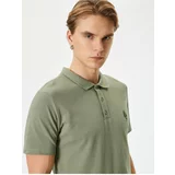 Koton Polo Neck T-Shirt Minimal Printed Buttoned Short Sleeve