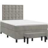 vidaXL Box spring postelja z vzmetnico svetlo siva 120x190 cm žamet, (21128645) | Shoptok.si