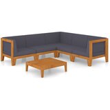 The Living Store Vrtna sedežna garnitura 6-delna z blazinami trden akacijev les - Vrtna Počivalna Garnitura, (21421890) | Shoptok.si