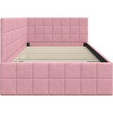 vidaXL Kutni okvir kreveta s uzglavljem Ružičasta 90 x 190 cm Baršun | shoptok.hr