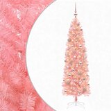  Umjetno usko božićno drvce s kuglicom 180 cm 300 LED lampica - 180 cm s LED-ima i ružičastim lopticama | shoptok.hr