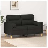 vidaXL Kavč dvosed z blazinami črn 120 cm blago Cene