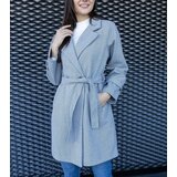 Gemre Elegant Gray Oversized Belted Coat Bahera | Shoptok.si