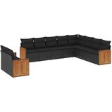  10-dijelni set vrtnih sofa s jastucima crni od poliratana | shoptok.hr