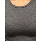 DStreet Fashionable women's T-shirt with a round neckline - dark gray Cene