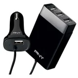 Punjać za mobitel 4-port za auto PNY P-DC-4UF-K01-04-RB