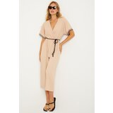Cool & Sexy Women's Vanilla Ethnic Patterned Belted Jumpsuit | Shoptok.si