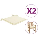 vidaXL jastuci za vrtne stolice 2 kom krem 50 x 50 x 3 cm
