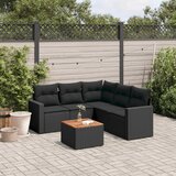  6-dijelni set vrtnih sofa s jastucima crni od poliratana | shoptok.hr