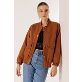 By Saygı Elastic Waist Bag Pocket Cachet Bomber Coat | shoptok.hr