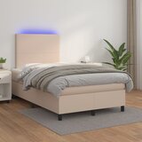  Krevet box spring madrac LED cappuccino 120x200cm umjetna koža | shoptok.hr