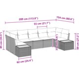 vidaXL 7-delna vrtna sedežna garnitura s blazinami Siva Poli ratan Akacija | Shoptok.si