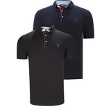 Dewberry DUAL SET T8582 MENS T-SHIRT-BLACK-NAVY BLUE Cene