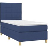 vidaXL Krevet box spring s madracem LED plavi 90x200 cm od tkanine | shoptok.hr