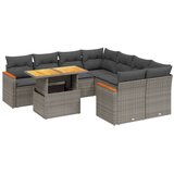 Maison Chic Seti vrtnega pohištva - Vrtna garnitura - Vrtni pohištvo set 9-delna z blazinami siv poli ratan, (21795766) | Shoptok.si